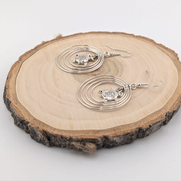 Navajo Turtle Rings Dangle Earrings Sterling Silver Native American Jewelry ** - Picture 10 of 11